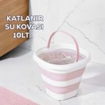 1175-1 Damla Katlanabilir Silikon Su Kovası 28X30CM Banyo Balkon Temizlik Kovası - Pudra Beyaz - 28 x 30 cm