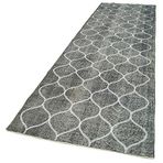 119x402 cm Geometrik Halı Gri Geometrik Yün El Dokuma Modern Geometrik Etnik Eskitme Desenli Boho Oturma Odası Salon Yolluk Koridor Mutfak Halısı
