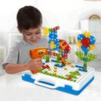11B Matkaplı Vidalama ve 3D Yaratıcı Mozaik Puzzle 198 Parça Creative Portable Box Yapı LEGO Oyunu - Pembe