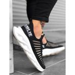 11boa BA0602 Phantom Yüksek Taban Tarz Sneakers Siyah Beyaz Erkek Spor Ayakkabısı - Siyah - Beyaz