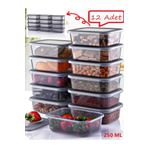 12 Adet 250 ml Saklama Kabı Seti - Kahvaltılık Bakliyat Çerezlik Meyve Baharat Saklama Kutusu