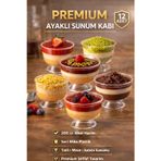 12 Adet Ayaklı Mika Kristal Sunum Kabı 200 cc Şeffaf Sert Plastik Tatlı Meze Dondurma Magnolya kase