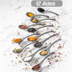 12 Adet Baharat Kaşığı - Şeker Reçel Baharatlık Kaşığı Antrasit - Gri