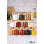 12 Adet Bambu Kapaklı Borosilikat Baharatlık, Saklama Kabı, Çerezlik 200 Ml