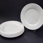 12 Adet Beyaz Melamin Tatlı,Pasta Servis Tabağı 21Cm Sığ Tabak