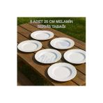 12 Adet Beyaz Melamin Tatlı,Pasta Tabağı 24 Cm Sığ Tabak Günlük Kullanım Için Hesaplı Kase Altı