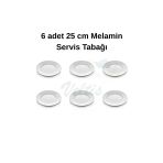 12 Adet Beyaz Melamin Tatlı,Pasta Tabağı 25 Cm Sığ Tabak Günlük Kullanım Için Hesaplı Servis Tabağı