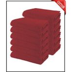 12 Adet Büyük Boy Pamuklu 50X90CM, Fitness Havlusu , Spor Havlusu , Kuaför Havlusu - 50 x 90 cm - Kırmızı