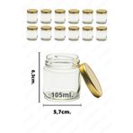 12 Adet Cam Kavanoz 105ml Gold Metal Kapaklı Gıda, Krem Ve Yemek Kullanımına Uygun Dekoratif Kavanoz