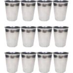 12 Adet Çok Renkli Paslanmaz Çelik Krom Bardak 9x7,5x5,5cm - Seçenek 1