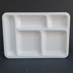 12 Adet Kırılmaz Melamin Standart 5 Bölmeli Tabldot Yemek Tabağı 40X28 cm - 40 x 28 cm