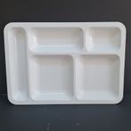 12 Adet Kırılmaz Melamin Standart 5 Bölmeli Tabldot Yemek Tabağı 40x28 Cm Beyaz