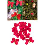 12 Adet Kırmızı Yılbaşı Çam Ağaçı Fiyonk Kurdele Yeni Yıl Noel