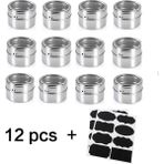 12 Adet Manyetik Baharat Kavanozları Duvara Monte Raf Paslanmaz Çelik Baharat Tenekeleri Baharat Kapları ile Baharat Etiketi Gıda Depolama Tabanı (Yurt Dışından) - Pepper Shakers - Renkli