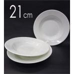 12 Adet Melamin Çukur Yemek Tabağı 21CM Ev Lokanta Tabldot Tipi Porsiyon Sulu Yemek Haşlama Kabı - Beyaz - yok