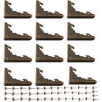 12 ADET Metal Kutu Köşeler Braketler Koruyucu 1.57 "x1.57" Antik Bronz Üçgen Kenar Dekoratif Metal Köşe Koruma Saklama Kutusu Takı Kutusu Dolap Sehpa Ahşap Göğüs 40 ADET Yuvarlak Çiviler