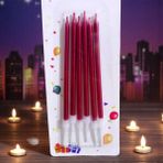 12 Adet Parlak Metalik Kırmızı Mum 14 cm Metalik Kırmızı Pasta Mumu Doğum Günü Mumu