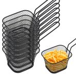 12 adet patates kızartması sepeti: Küçük paslanmaz çelik kızartma sepeti gümüş patates kızartması sepeti, saplı kızartma sepeti, patates kızartması için fritöz sepeti, soğan halkaları, tavuk nuggets