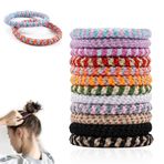 12 adet saç lastiği seti, kadın ve kız çocukları için saç lastiği, boho saç lastiği bileklik, renkli örgü lastikleri, kadın örgü lastiği, elastik saç bağları, kalın, ağır ve kıvırcık saçlar için saç