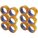 12 Adet Şeffaf Koli Bandı Güçlü Yapışkan Yüzey 40MM 100 Metre - Çok Renkli - Standart