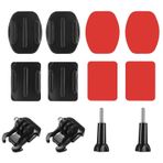 12 adet tutucu seti, tutucu, tutucu, tutucu, aksesuar, yapışkan tutucu, kask sabitleme, düz ve kavisli yapışkan tutucu, GoPro Hero Session 4, 3, 3 +, 2, 1 aksiyon kamerası ile uyumlu