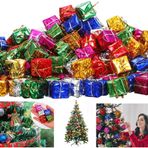 12 Adet Yılbaşı Ağacı Süsü Küçük Hediye Kutuları Asılı Süslemeler Mini Noel Folyo Kutuları El Yapımı Hediye Kutuları Noel Ağacı Süslemeleri Çeşitli Renkler