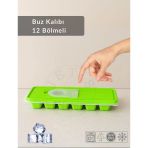 12 Bölmeli Buz Kalıbı Esnek Silikon Buz Küpü Bpa Free Kare Bas Parmak Buzluk 3x3 Yeşil