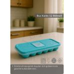 12 Bölmeli Buz Kalıbı Esnek Silikon Buz Küpü Bpa Free Kare Bas Parmak Buzluk Çapı 3,5 cm Mavi