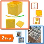12 Bölmeli Pratik Çekmece Düzenleyici + Çok Amaçlı Dolap İçi Düzenleyici Kutu - Sarı 4H2y8
