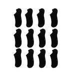 12 çift Dikişsiz Kadın Siyah Bambu Görünmez (sneaker) Spor Ayakkabı Çorabı