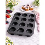 12 Gözlü Muffin Kalıbı, Yapışmaz Cupcake Tepsisi, Isıya Dayanıklı Kek Pişirme Kabı