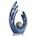 12" H Lacivert Ev Dekoru Vurgusu, orta yüzyıl modern dekor Yemek Masası Süslemeleri Yeşil, Soyut Sanat Seramik Heykeli ve Merkez Parçaları için Heykel Masa için dekor, kitaplık dekoratif objeler