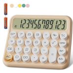 12 Haneli Mekanik Tuşlu Hesap Makinesi, Büyük LCD ve Hassas Düğmeler (Pembe) - Seçenek 1 - Cappuccino