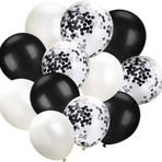 12 inc Siyah Beyaz Konfetili Balon 10 adet