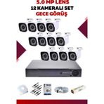 12 Kameralı Set - 5mp Sony Lensli Full Hd Gece Görüşlü Güvenlik Kamerası Sistemi -QVXA6PQFZI - Renk