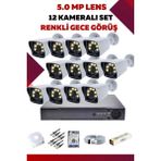 12 Kameralı Set - 5mp Sony Lensli Full Hd Renkli Görüşlü Güvenlik Kamerası Sistemi - U8HRGFVAZQ