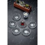 12 Li Trend Özel Tasarım Kristal Cam Çay Tabağı Kase 12 Parça