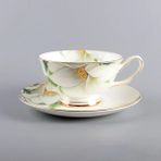 12 Lüks Kemik Çini Kahve Fincan Tabağı Kaşık Ingiliz Porselen Çay Tumbler Boyalı Çiçek Kuş Seramik Cafe Kupa Drinkware Hediye (Yurt Dışından) - 1 Adet - Renkli - 1 lt
