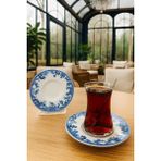 12 Parça Çay Seti 0644-12 Parça Çay Seti - 6 Porselen Tabak 6 Cam Bardak