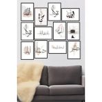 12 Parça Siyah Çerçeve Görünümlü Mdf Tablo Seti 12ARTSSA8, 15 x 20