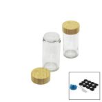 12 Pcs Takım Yuvarlak Cam Baharatlık - Tuzluk Bambu Kapaklı (5250)