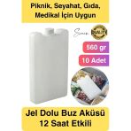 12 Saat Süreli 560 Gr Jel Dolu Buz Aküsü Plastik Soğuk Zincir Gıda Yiyecek Uzun Süre Koruma 10 Adet