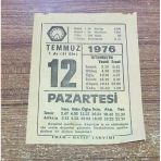 12 Temmuz 1976 Pazartesi İmam-Hatip Takvimi Yaprağı (Sahafiye Kitap)