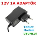 12 Volt 1 Amper Adaptör 12v 1amper 12 Volt 1 A Led -Modem-Mini Uydu Adaptörü Slim Adaptör Şarj İçin