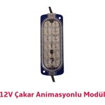 12 Volt 12 Ledli 2.4 Watt Animasyonlu Çakar Modül Mavi