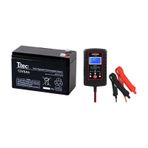 12 VOLT 9 AMPER BAKIMSIZ KURU TİP AKÜ VE 2 AMPER AKILLI ŞARJ ALETİ