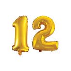 12 Yaş Sayı Folyo Balon Gold 40 İnç 100 cm