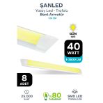 120 Cm 40 Watt Yatay Led Bant Armatür-Trafolu Gün Işığı 8 Adet