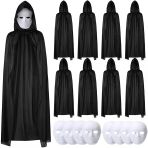 120 Cm Siyah Kapüşonlu Pelerin Boyanabilir Karton Maske 8’Li Set