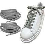 120 cm Yassı Spor Ayakkabı Bağcığı, Sneakers Bağcık, Yassı Ayakkabı Bağcığı 1 Çift - Açık Gri